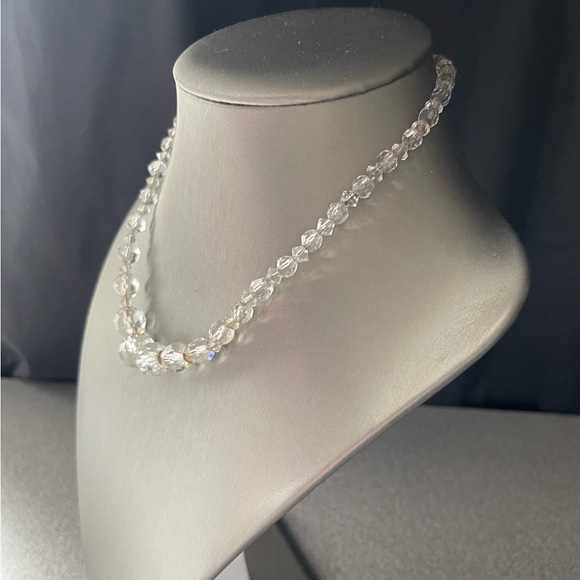 Vintage Art Deco Clear Glass Bead Necklace - Picture 1 of 6